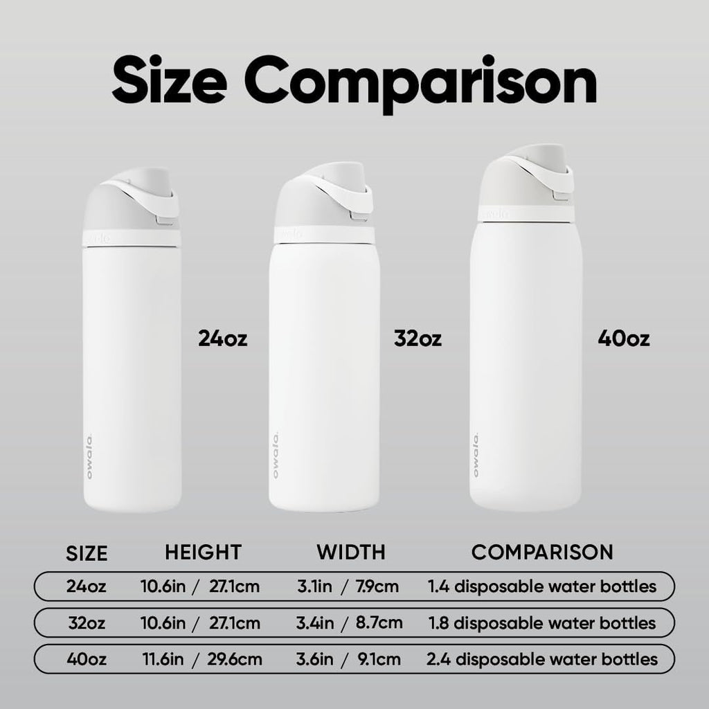 Owala FreeSip Insulated Stainless Steel Water Bottle with Straw. BPA-Free Sports Water Bottle. Great for Travel. 24 Oz. Shy Marshmallow