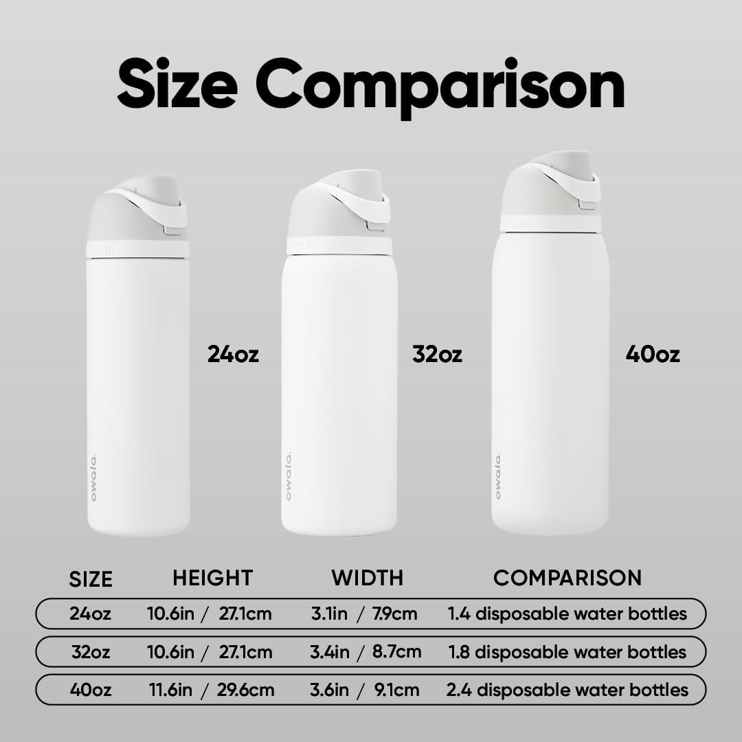 Owala FreeSip Insulated Stainless Steel Water Bottle with Straw. BPA-Free Sports Water Bottle. Great for Travel. 24 Oz. Shy Marshmallow