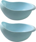 2-in-1 Rice Colander. Vegetable and Fruit Cleaning Filter Basket. 2Piece Sturdy and Easy-To-Use Food Grade Kitchen Tool Accessories (blue. Small)