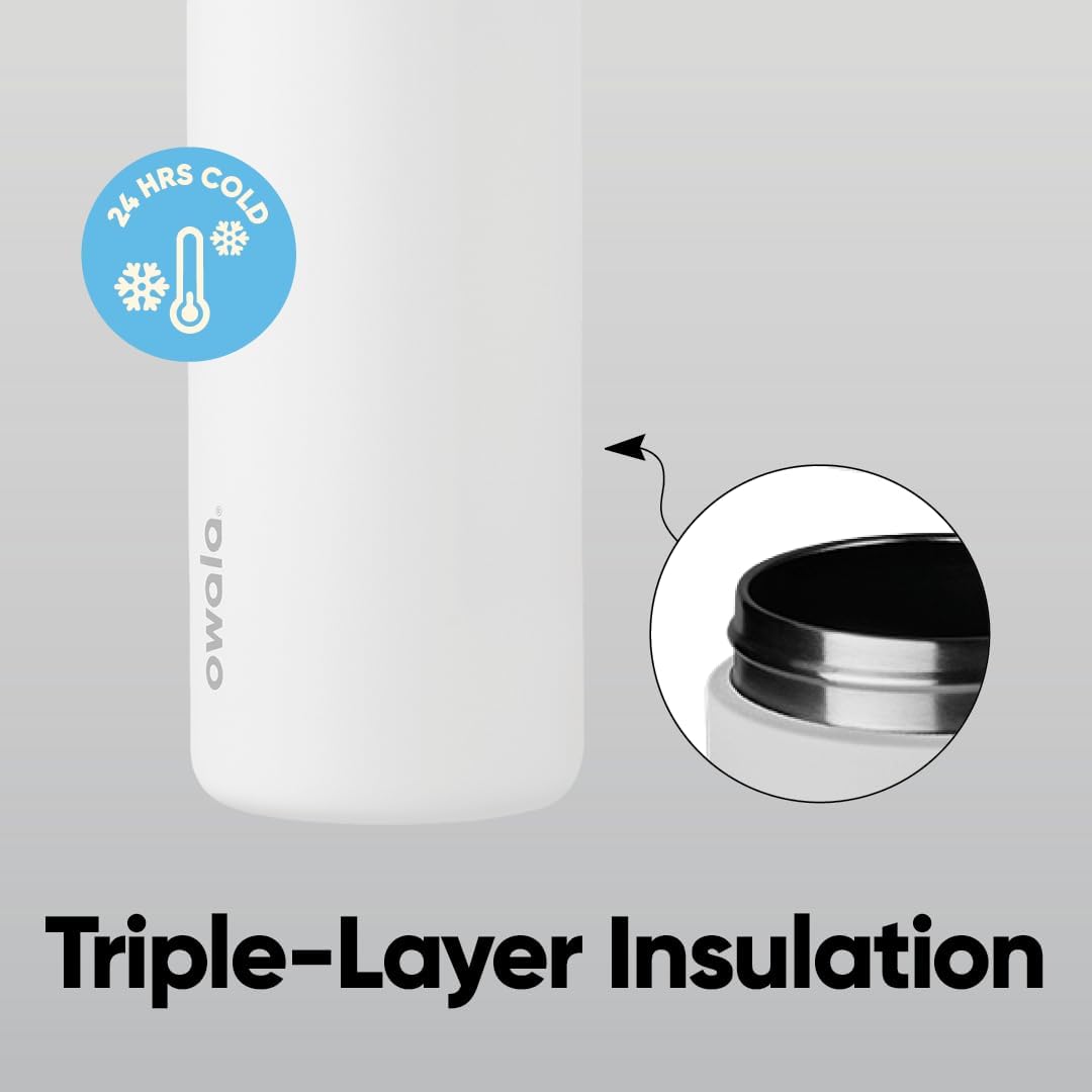 Owala FreeSip Insulated Stainless Steel Water Bottle with Straw. BPA-Free Sports Water Bottle. Great for Travel. 24 Oz. Shy Marshmallow