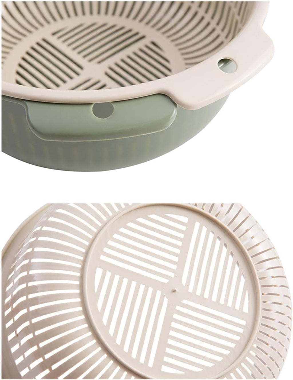 Food Strainer. Vegetable Washing Drainage Basket. Multifunctional Mixing Thicken Material Sturdy Fruit Cleaning Basin for Pasta Salads Noodles. Large Green