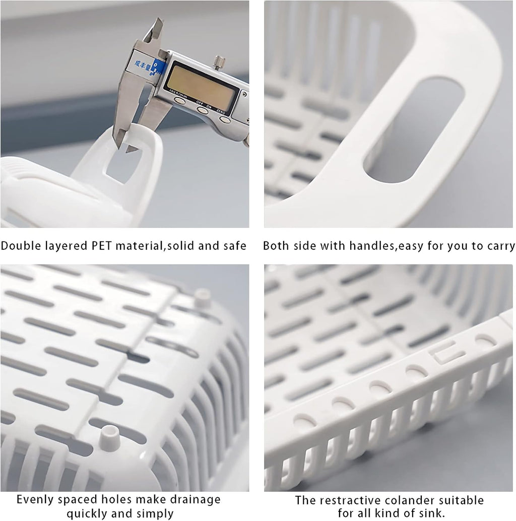 MineSign Extendable Colander Over the Sink Drain Basket Adjustable Fruits and Vegetable strainer Sink Washing Basket for Kitchen(Green)