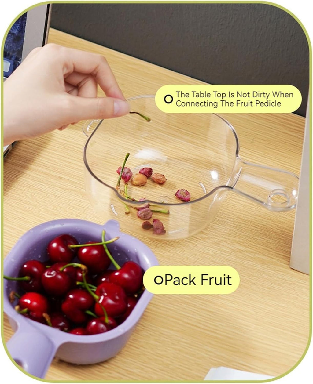 Small Fruit Colander.Fruit Rinser Strainer Container Dual-Layer Vegetable Cutting And Draining Basket.Watermelon Bowl With Strainer For Mini Berry And Tomato Grape Washer (Purple)