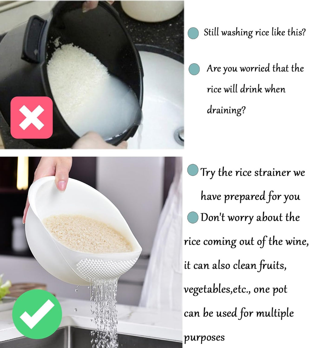 2-in-1 Rice Colander. Vegetable and Fruit Cleaning Filter Basket. 2Piece Sturdy and Easy-To-Use Food Grade Kitchen Tool Accessories (Pink. Small)