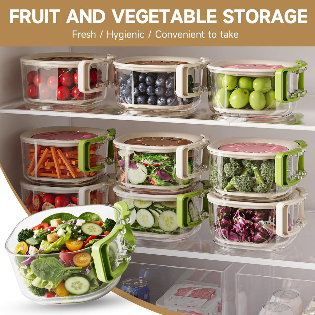 Fruit Vegetable Washing Bowl with Strainer. Multifunctional Produce Washer. Berry Container. Lettuce Keeper for Fridge Refrigerator Organization. Portable Strainers and Colander for Kitchen