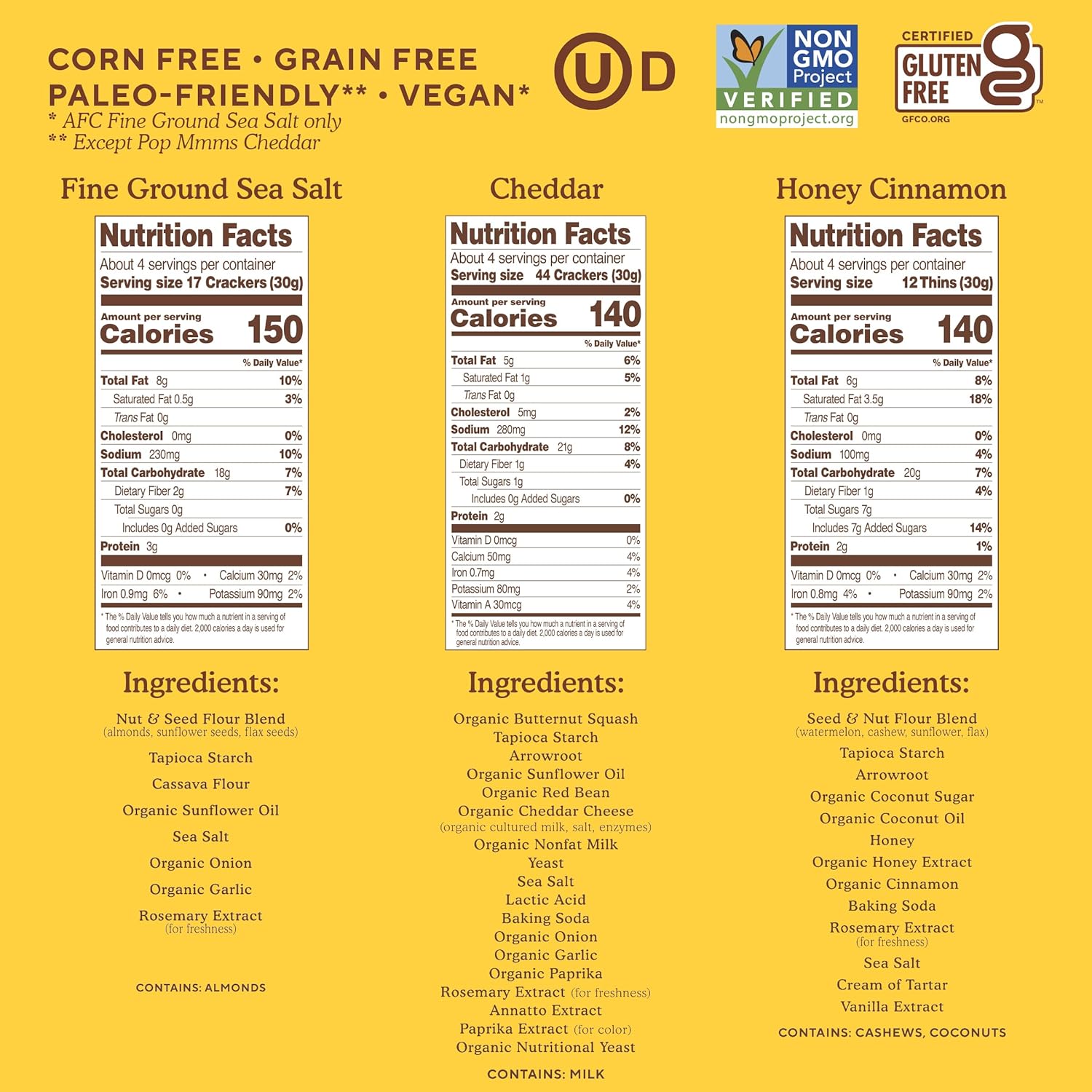 Simple Mills Best Snacks Variety Pack. Sea Salt Almond Flour Crackers. Honey Cinnamon Sweet Thins and Cheddar Pop Mmms. Gluten Free. Paleo Friendly Healthy Snacks. (Pack of 3)